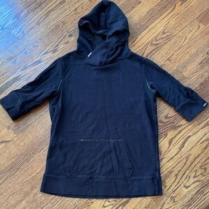 Diesel Womens Sz S 3/4 Sleeve Sweatshirt Hooded Hoody Washed Black